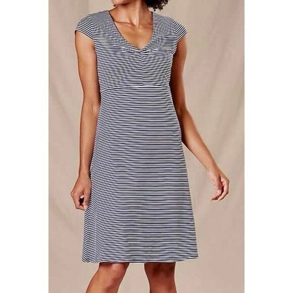 Toad&Co Rosemarie Samba V-Neck A-Line Striped Dress Women's XS - Picture 1 of 8